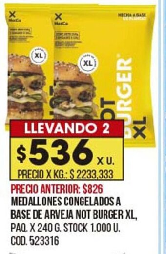 Coto Medallones Congelados A Base de Arveja Not Burger XL oferta