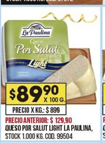 Coto Queso Por Salut Light La Paulina oferta