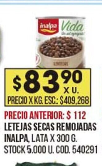 Coto Letejas Secas Remojadas Inalpa oferta