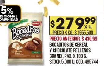 Coto Bocaditos de Cereal y Chocolate Rellenos Granix oferta