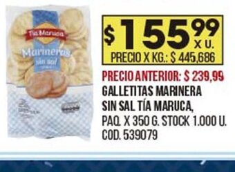 Coto Galletitas Marinera Sin Sal Tía Maruca oferta