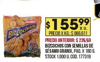Coto Bizcochos Con Semillas de Sésamo Granix oferta