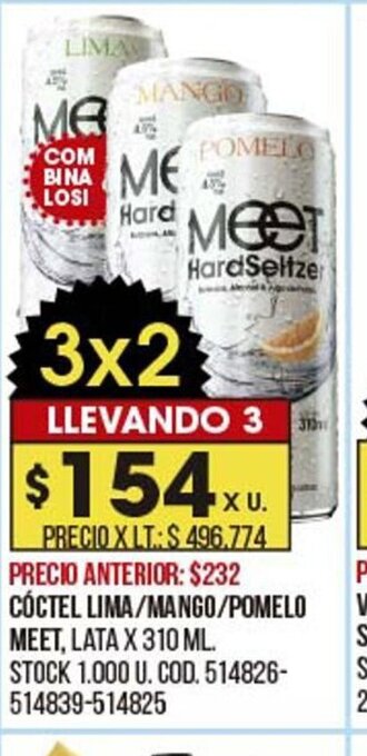 Coto Cóctel Lima Mango Pomelo Meet oferta