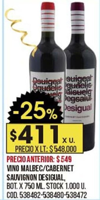 Coto Vino Malbec Cabernet Sauvignon Desigual oferta