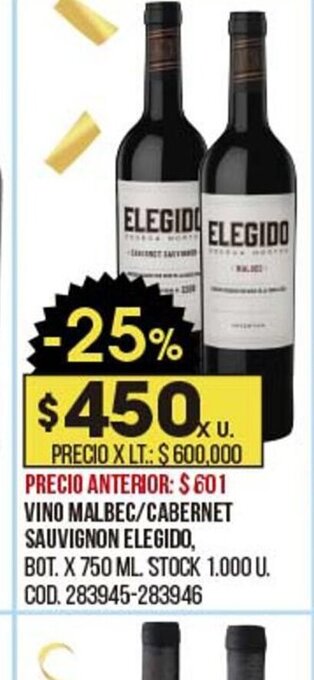 Coto Vino Malbec Cabernet Sauvignon Elegido oferta