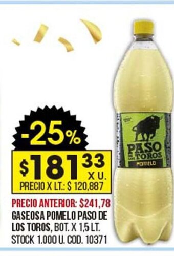 Coto Gaseosa Pomelo Paso de Los toros oferta