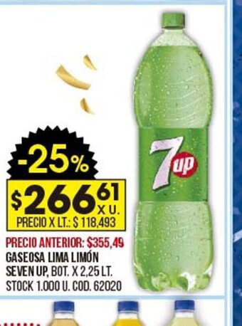 Coto Gaseosa Lima Limón Seven Up oferta