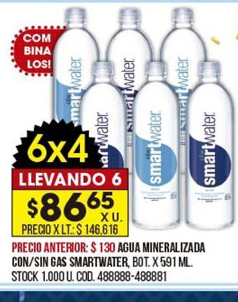 Coto Agua Mineralizada Con.Sin Gas Smartwater oferta