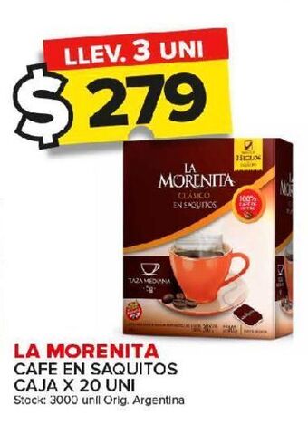 Carrefour Maxi Café en saquitos la morenita x 20un oferta