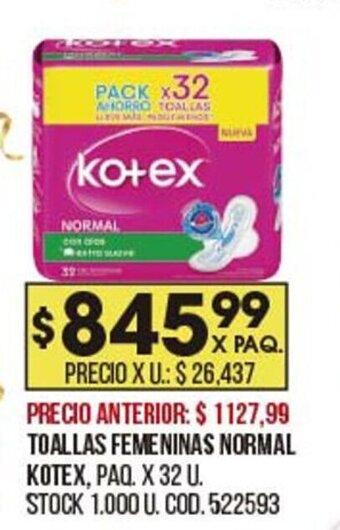 Coto Toallas Femeninas Normal Kotex oferta