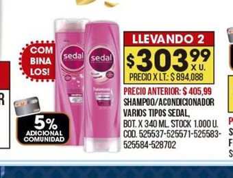 Coto Shampoo Acondicionador Varios Tipos Sedal oferta
