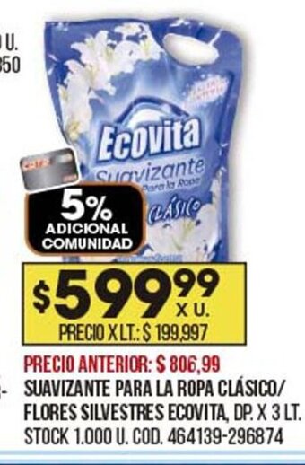 Coto Suavizante Para La Ropa Clásico Flores Silvestres Ecovita oferta