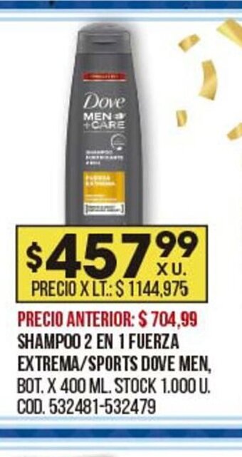 Coto Shampoo 2 En 1 Fuerza Extrema Sports Dove Men oferta