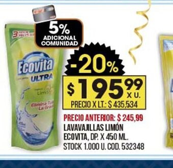 Coto Lavavajillas Limon Ecovita oferta