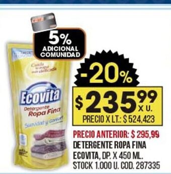 Coto Detergente Ropa Fina Ecovita oferta