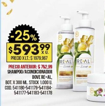 Coto Shampoo Acondicionador Dove Re+Al oferta