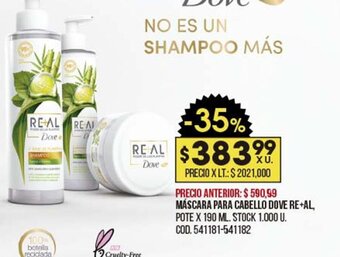 Coto Máscara Para Cabello Dove Re+al oferta