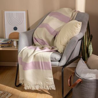 Arredo Manta tejida nido de abeja rayas oferta