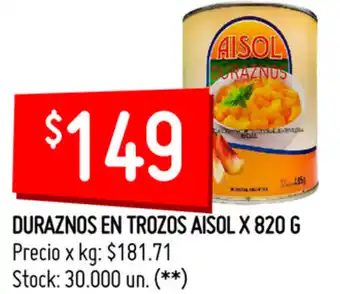 Walmart Aisol Duraznos en Trozos x 820g oferta