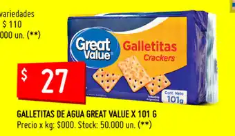 Walmart Great Value Galletitas de Agua x 101g oferta