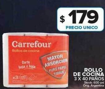 Carrefour Maxi Rollo de cocina 3 x 40 paños oferta
