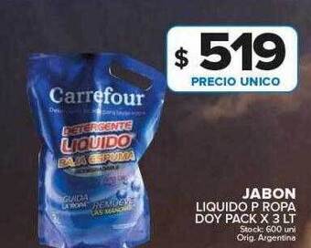 Carrefour Maxi Jabon liquido p ropa doy pack x 3 lt oferta