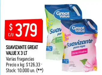 Walmart Great Value Suavizante x 3Lt oferta