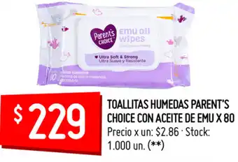 Walmart Parent's Choice con Aceite de Emu Toallitas Humedas x 80 oferta