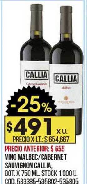 Coto Vino malbec cabernet sauvignon callia oferta