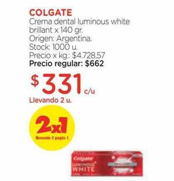 Farmacity Colgate crema dental luminous white brillant oferta