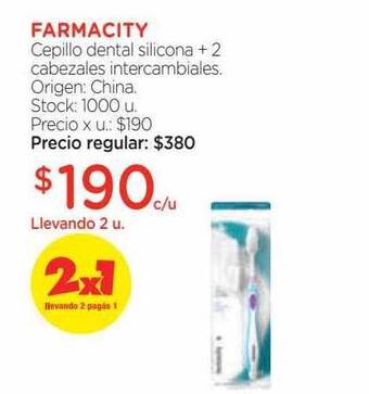 Farmacity Farmacity cepillo dental silicona + 2 cabezales intercambiales oferta