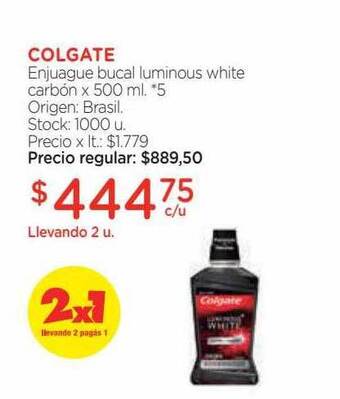 Farmacity Colgate enjuague bucal luminous white carbón oferta