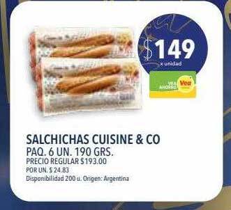 Supermercados Vea Salchichas cuisine & co oferta