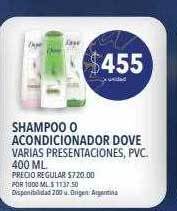 Supermercados Vea Shampoo o acondicionador dove oferta