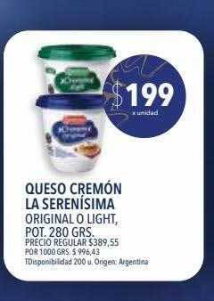 Supermercados Vea Queso cremóñ la serenísima oferta