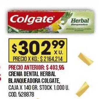 Coto Crema dental herbal blanqueadora colgate oferta