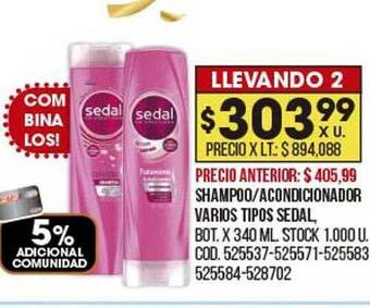Coto Shampoo acondicionador varios tipos sedal oferta
