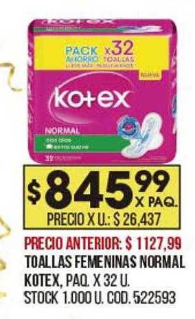 Coto Toallas femeninas normal kotex oferta