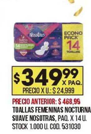 Coto Toallas femeninas nocturna suave nosotras oferta