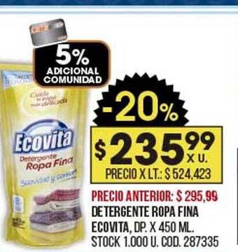 Coto Detergente ropa fina ecovita oferta