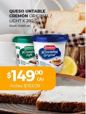Super MAMI La Serenisima Cremón Queso Cremoso Original/Light x 280g oferta