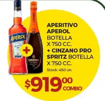 Super MAMI Aperol Aperitivo x 750cc + Spritz Cinzano Pro x 750cc oferta