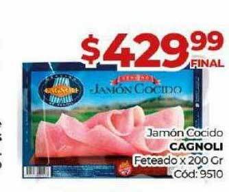 Diarco Jamón cocido cagnoli feteado x 200 gr oferta
