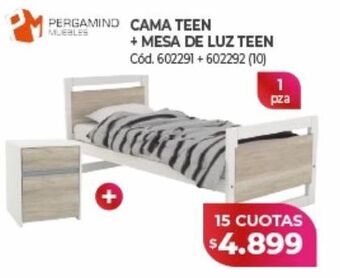 Naldo Lombardi Cama teen + mesa de luz teen oferta