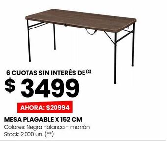 Changomas Mesa plagable x 152 cm oferta