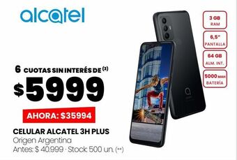 Changomas Celular alcatel 3h plus oferta