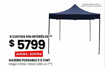 Changomas Gazebo plegable 3 x 3 mt oferta