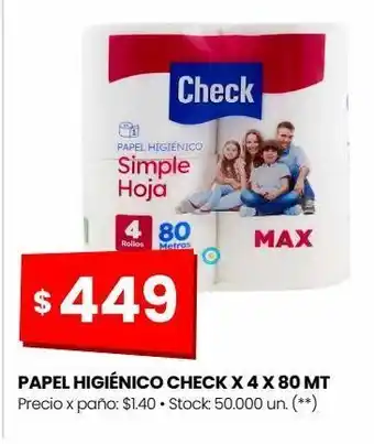 Changomas Papel higiénico check x 4 x 80 mt oferta