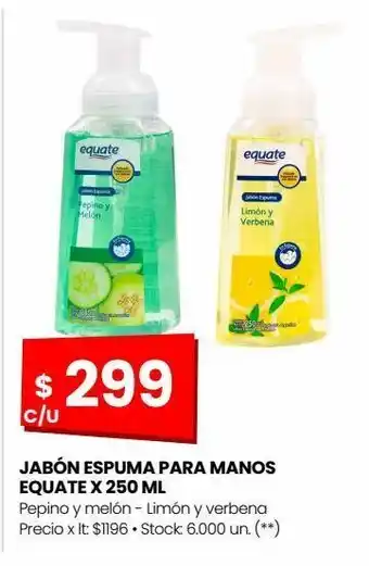 Changomas Jabón espuma para manos equate x 250 ml oferta