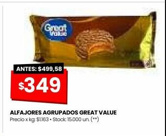 Changomas Alfajores agrupados great value oferta